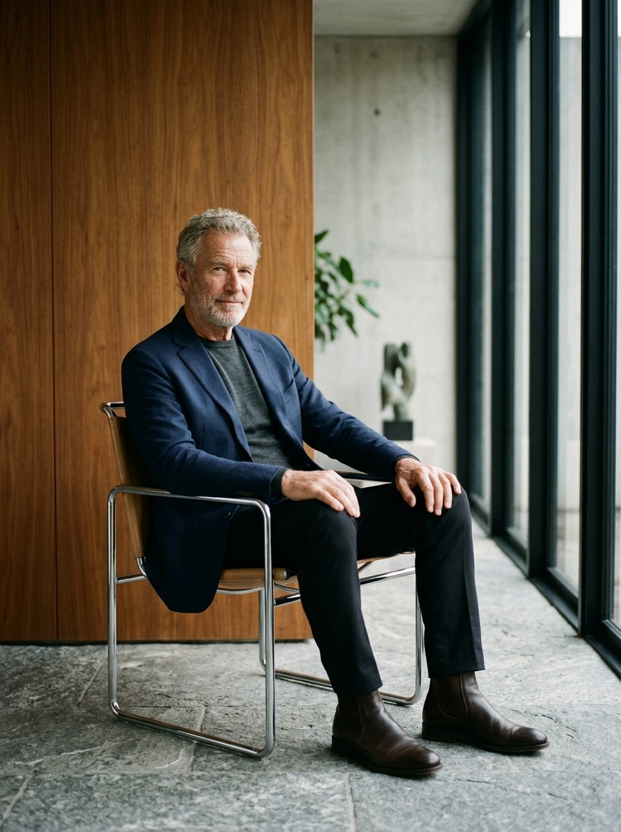portrait photography of man wearing black suit jacket