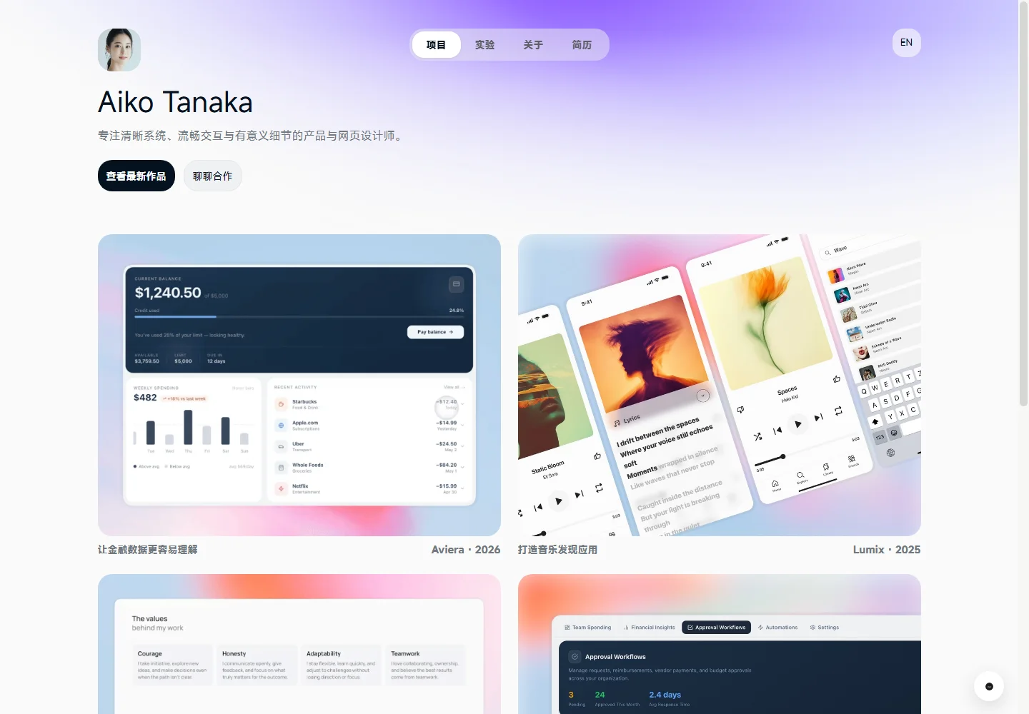 Tabfolio 首页桌面端
